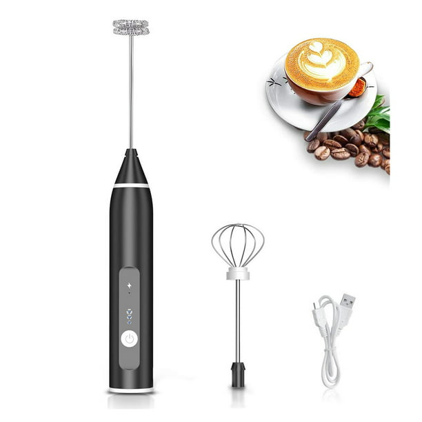 Rechargeable Electric Milk Frother Handheld 2 Whisk Foam Maker Coffee Egg Beater